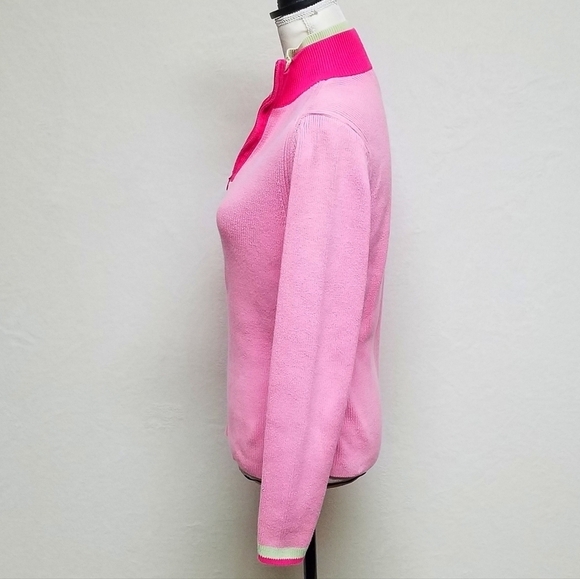 Vintage Retro Y2K Tommy Hilfiger Pastel Neon Pink Green Ribbed Pull-over Sweater - Picture 9 of 16